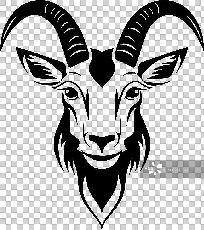 黑白色孤立的山羊图标图片素材