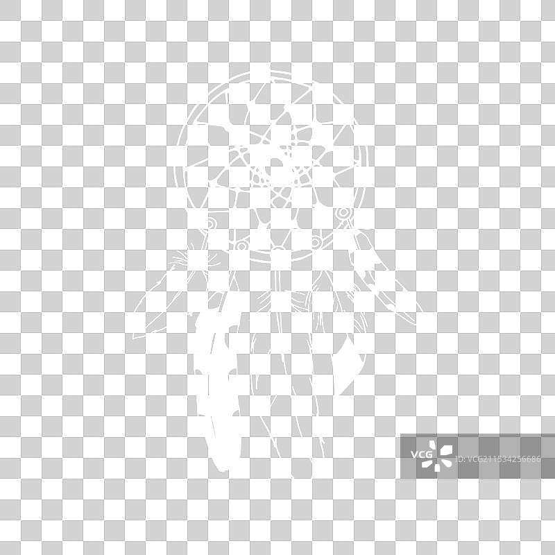 复古风格的梦捕手与羽毛，波西米亚风格图片素材