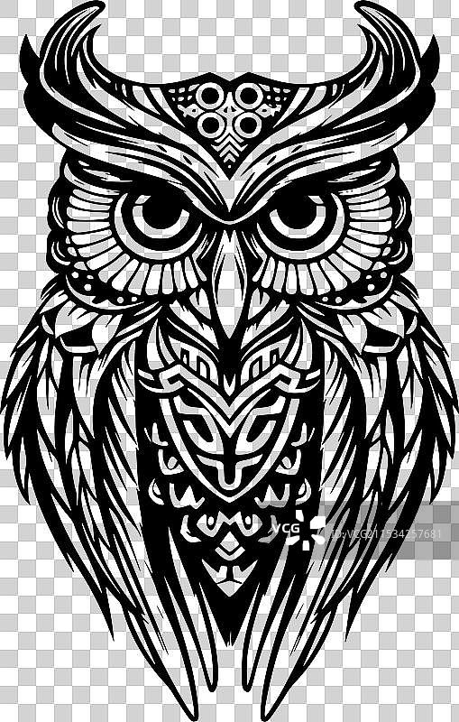 猫头鹰 - 极简风格的平面logo图片素材