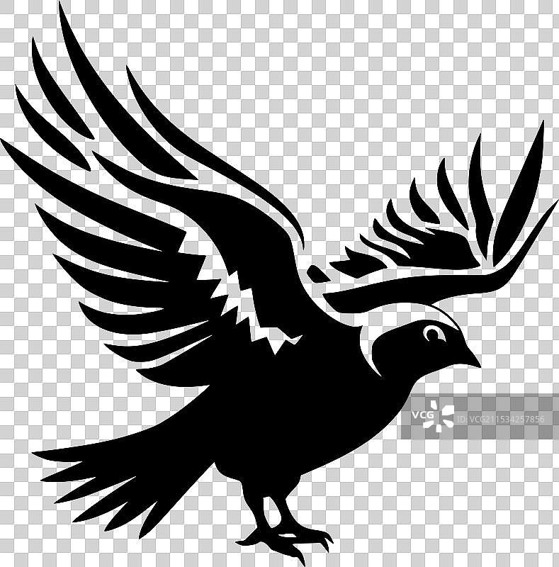 黑白鸽子孤立图标图片素材