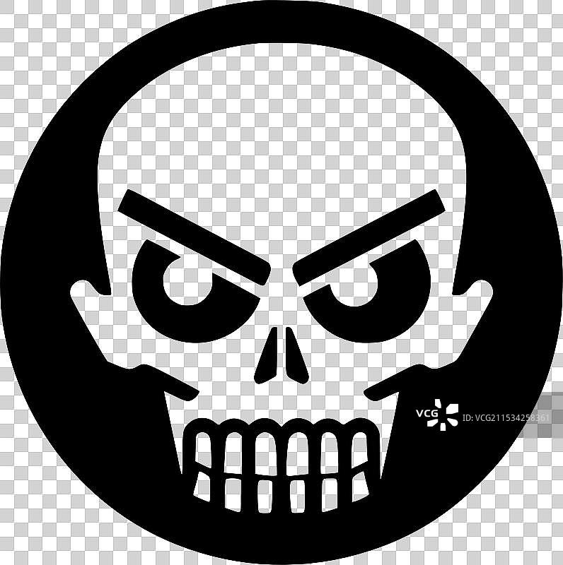 骷髅 - 极简风格的平面标志图片素材