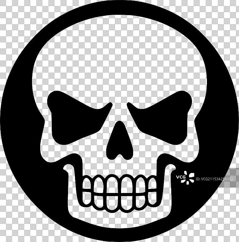 骷髅 - 极简风格的平面标志图片素材