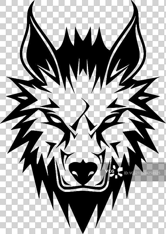 黑白孤立的狼图标图片素材