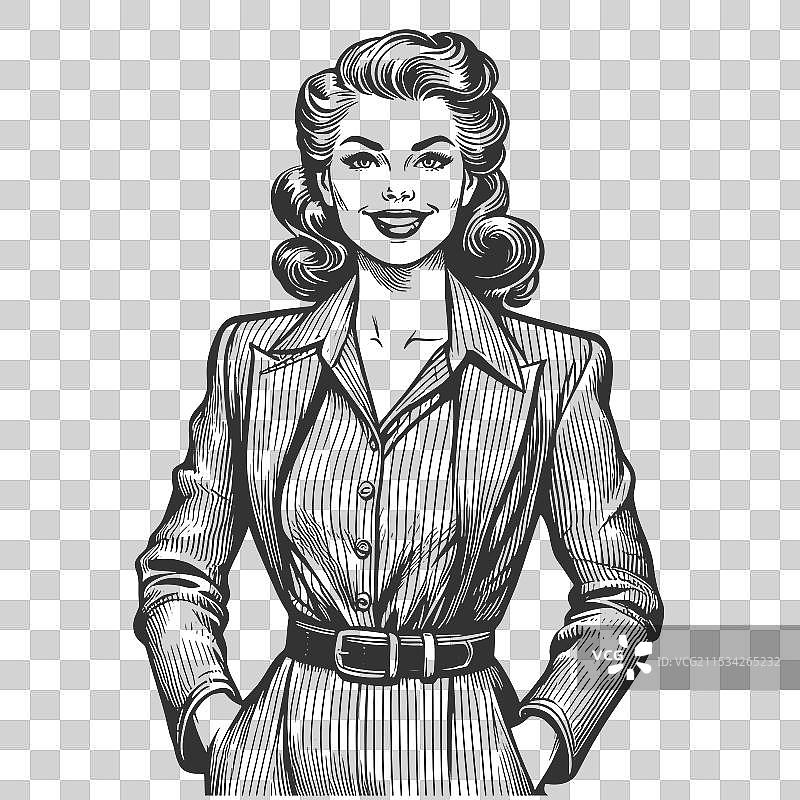 女商人雕刻草图图片素材