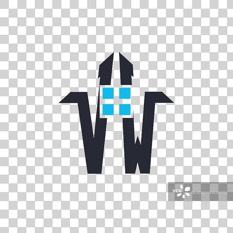 创意字母VW的房屋标志设计图片素材