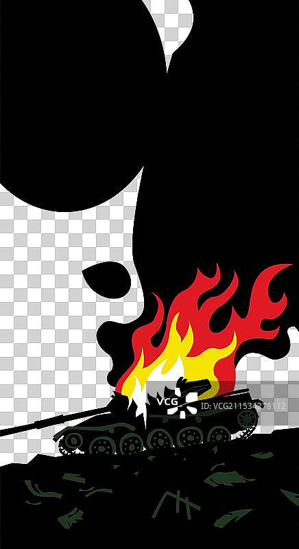 战场上的燃烧坦克图片素材