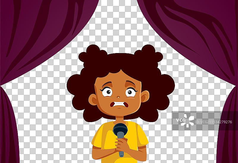 女孩因焦虑和舞台恐惧而痛苦图片素材