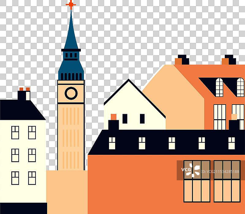 城市建筑与钟楼图片素材