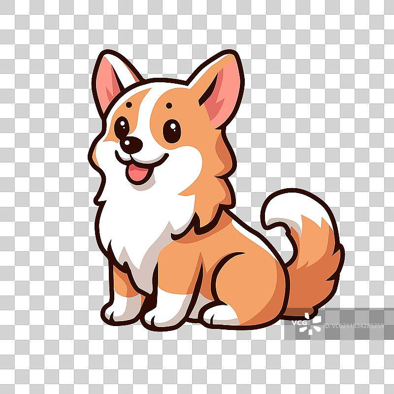 可爱的柯基犬站立卡通形象图片素材