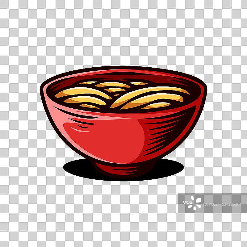 复古风格的彩色手绘拉面乌冬面图片素材