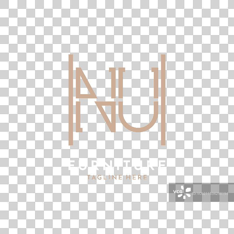 字母nu奢华家具logo设计图片素材