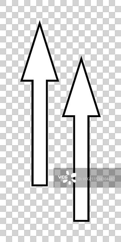白色背景上的两个黑色轮廓向上的箭头图片素材