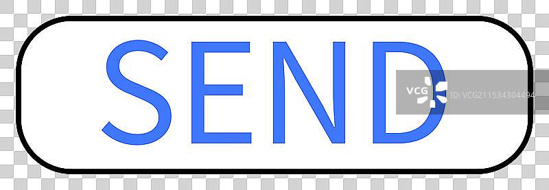 大型蓝色发送按钮，配有简单的白色设计图片素材