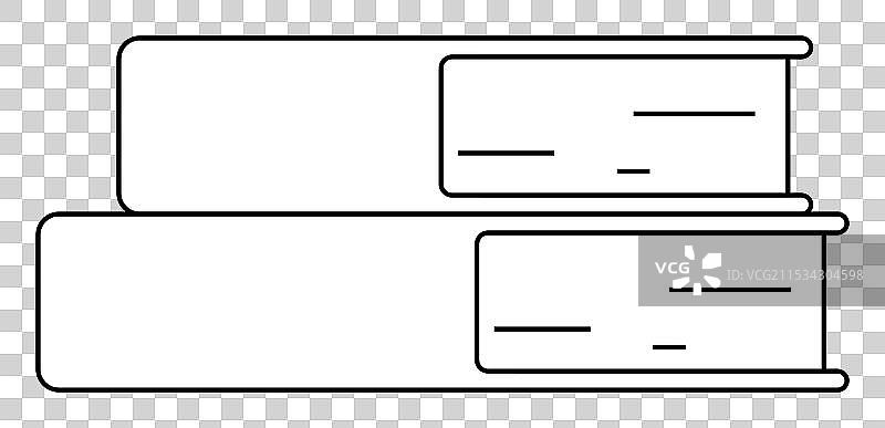 两本书叠放在一起，黑色简单轮廓。图片素材