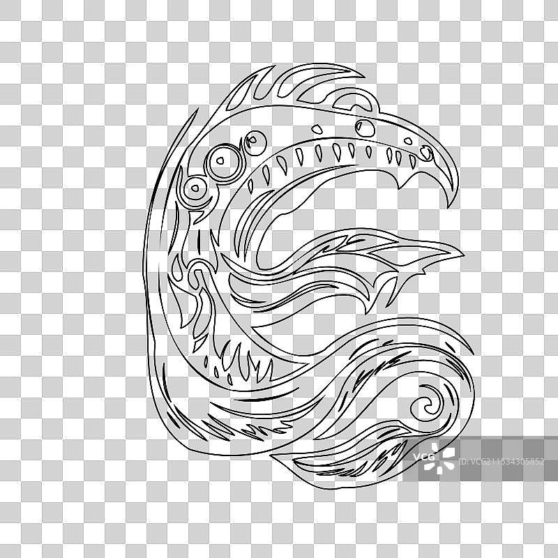 海怪轮廓草图图片素材