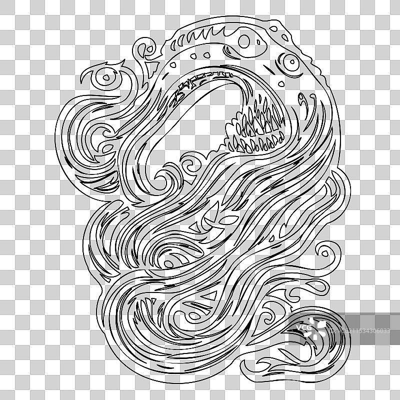 海怪轮廓草图图片素材