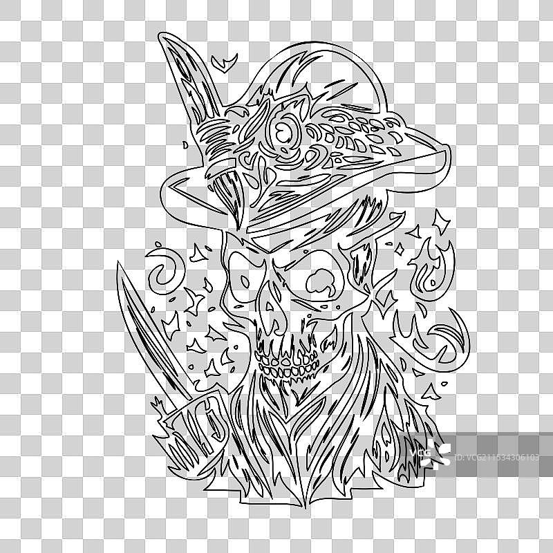 海盗轮廓素描图片素材