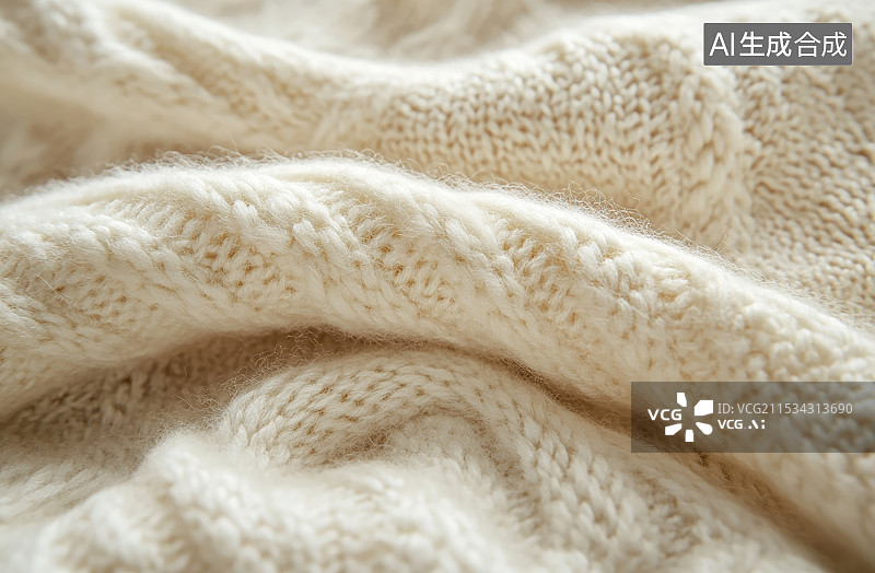 【AI数字艺术】羊毛衫质感，米白色面料图片素材
