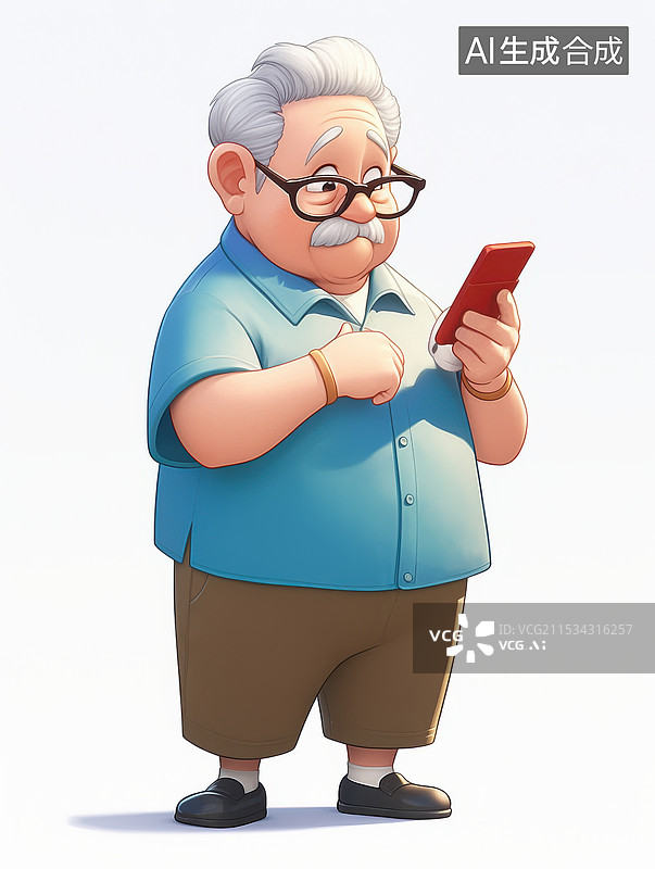 【AI数字艺术】忧虑困惑的老年人困难的使用智能手机图片素材