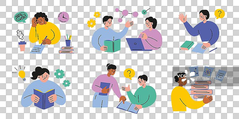 一组平面卡通学生图像图片素材