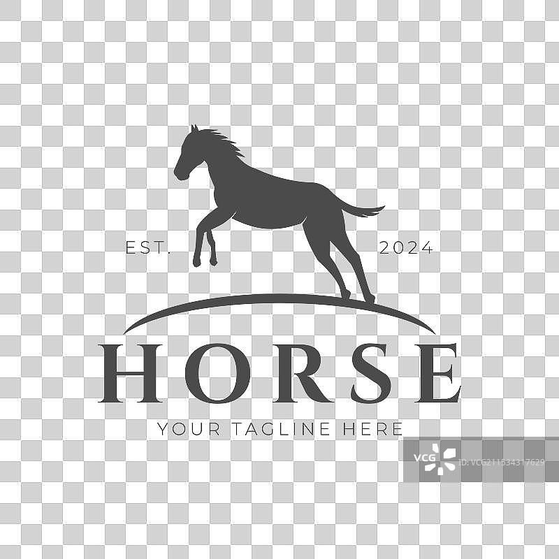 马的剪影，适用于马术或马厩标志图片素材