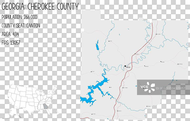 美国乔治亚州切罗基县地图图片素材
