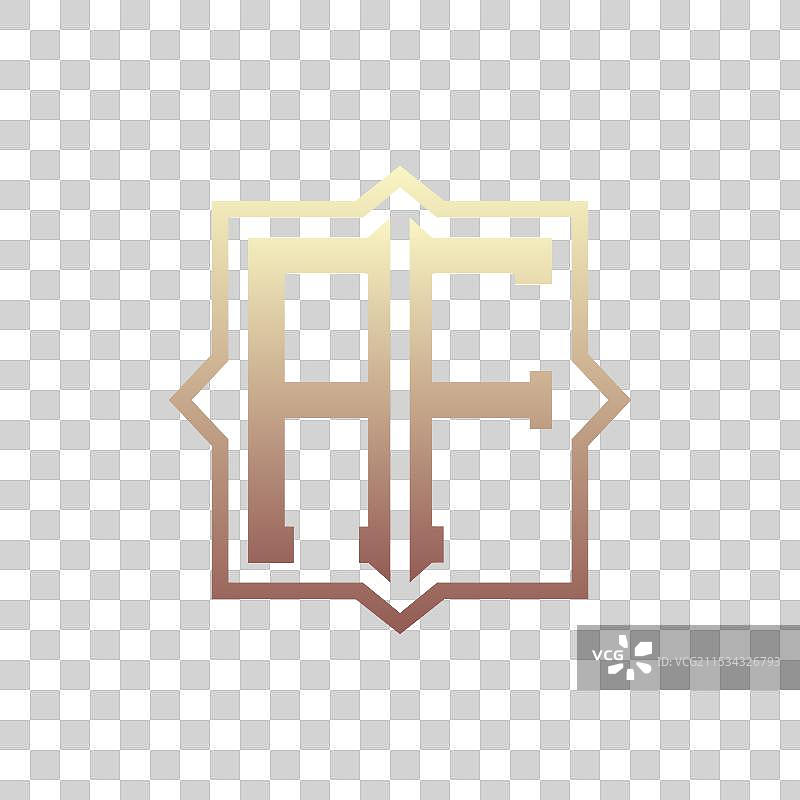 优雅的奢华字母AF单字母组合标志设计图片素材