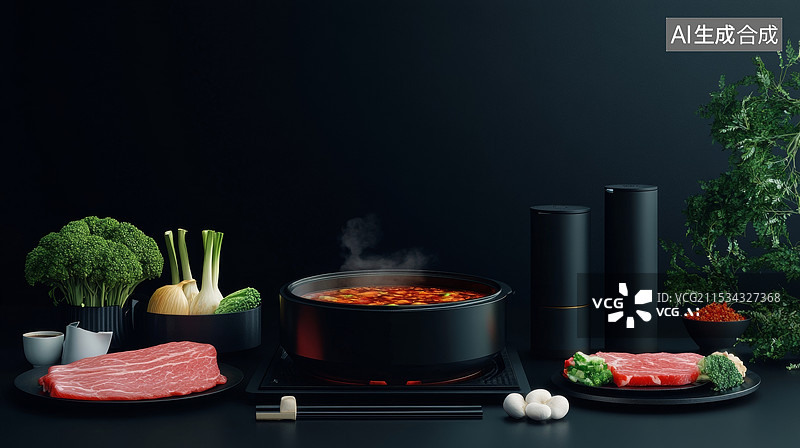 【AI数字艺术】牛肉汤锅背景图片素材