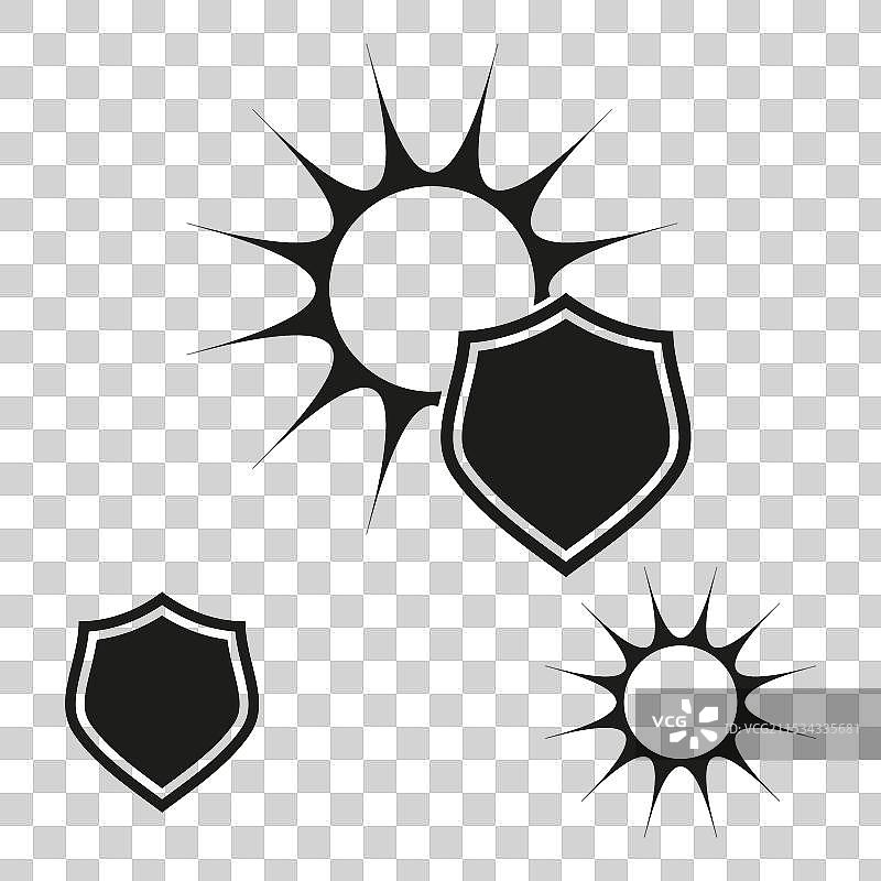 防晒盾牌图标 UV 防护符号 太阳图片素材