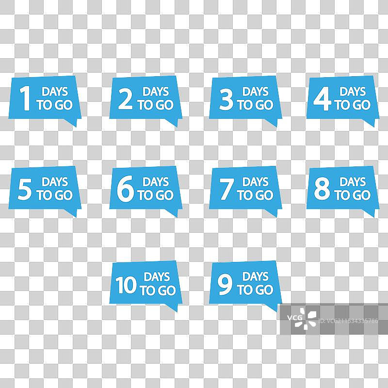 十个蓝色对话气泡的倒计时数字组图片素材