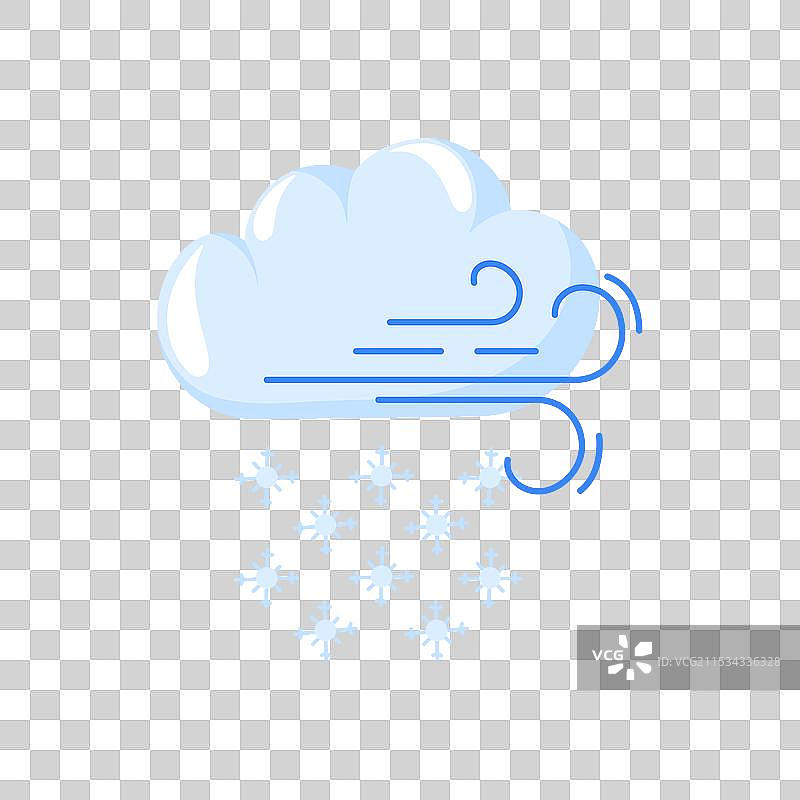 卡通风格的云朵图标，带有雪和风图片素材