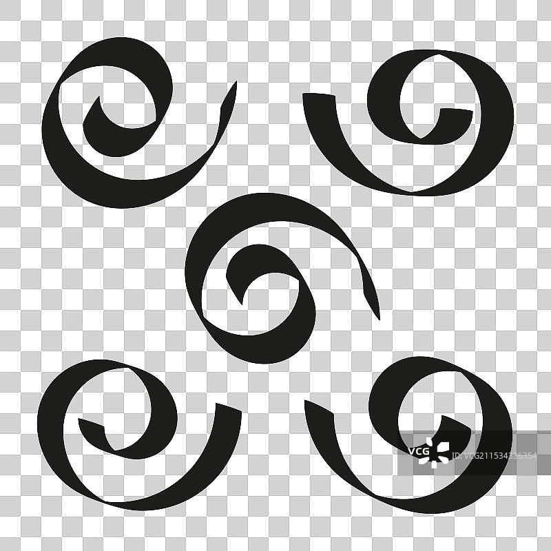 旋转线条图标，螺旋运动符号，弯曲形状图片素材