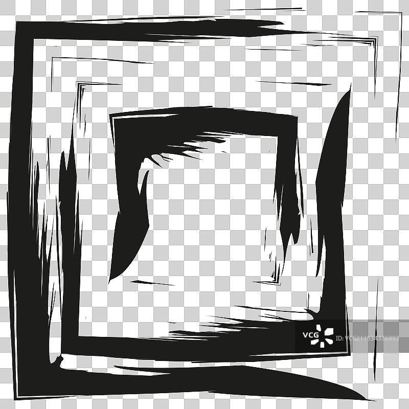 抽象画笔框架，粗犷的方形边框图片素材