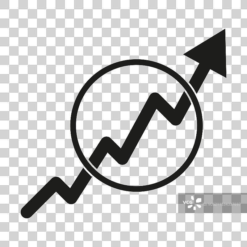 增长图标，箭头上升，圆形符号图片素材
