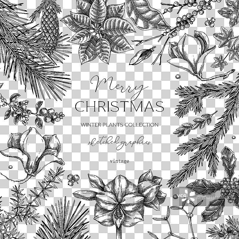 复古圣诞卡片模板，极简风格图片素材