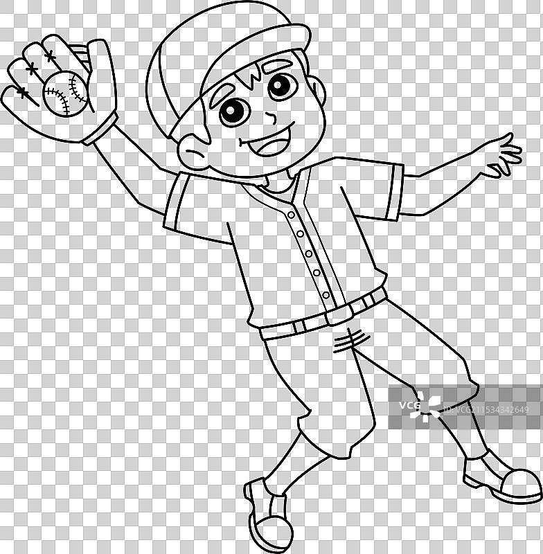 孤立的棒球外野手接球图片素材