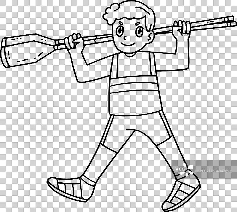 划船者携带桨的孤立着色图案图片素材