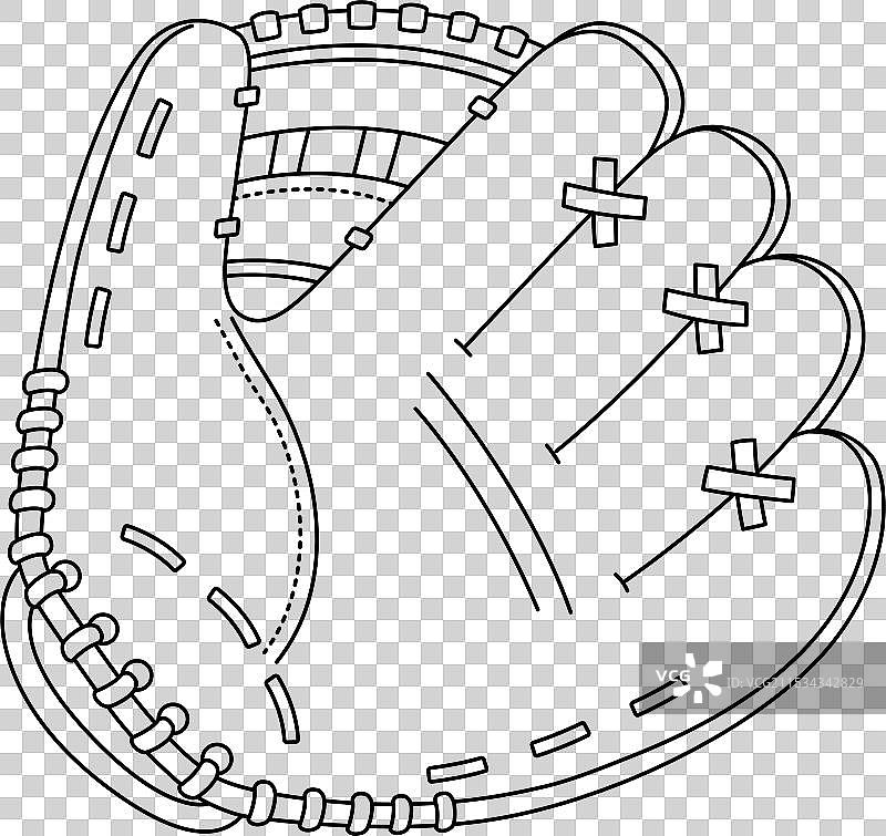 儿童用的孤立棒球手套涂色页图片素材