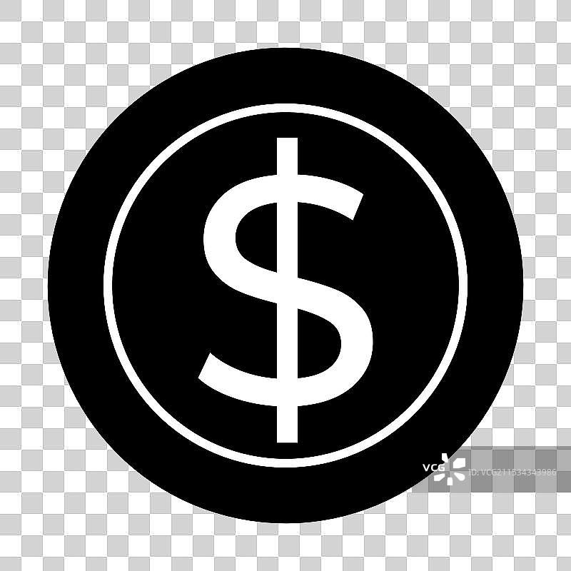 黑色圆圈中的美元符号，适用于金融和图片素材