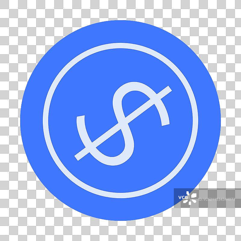 蓝色圆形符号，带有美元符号和斜杠图片素材