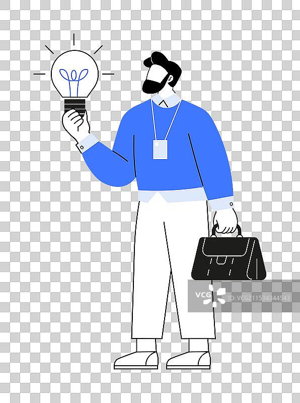 男人手持灯泡象征着创意概念图片素材