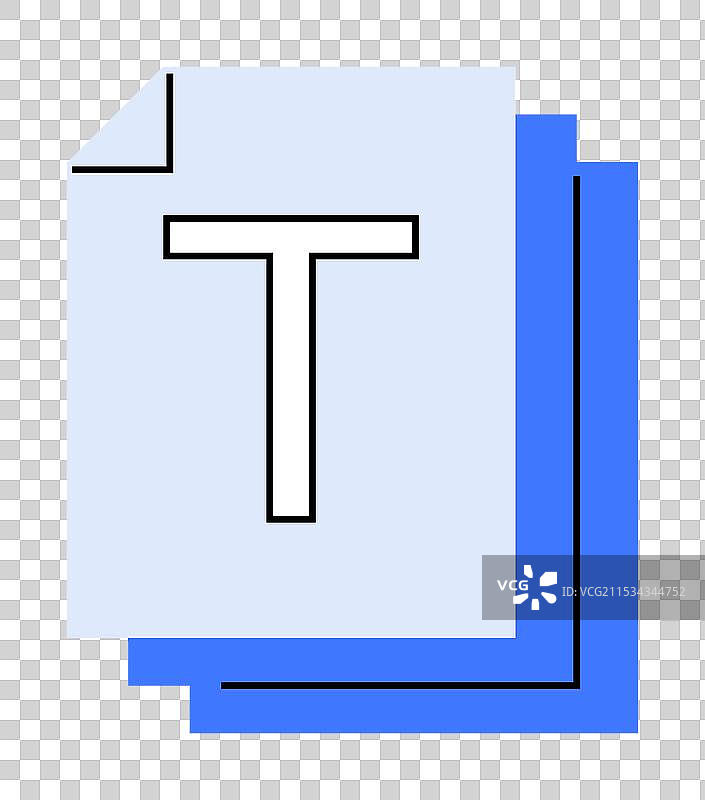 蓝白色文档图标，带有大字母T图片素材