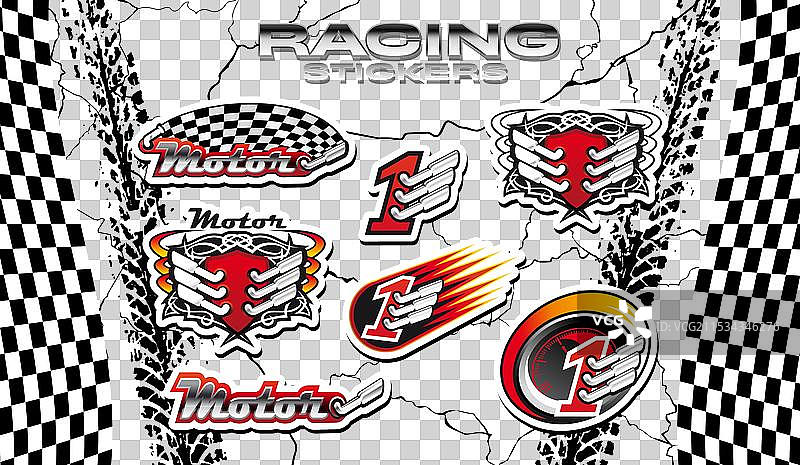 赛车运动贴纸包赛车运动补丁图片素材
