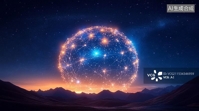 【AI数字艺术】星际网络连接创意视觉背景图片素材