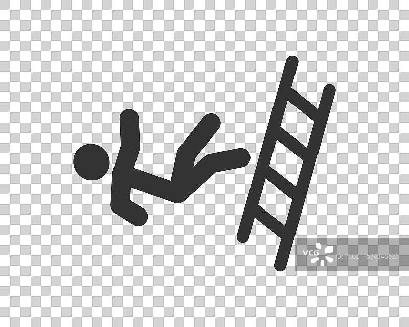 网络人员从梯子上摔下的事故图标图片素材