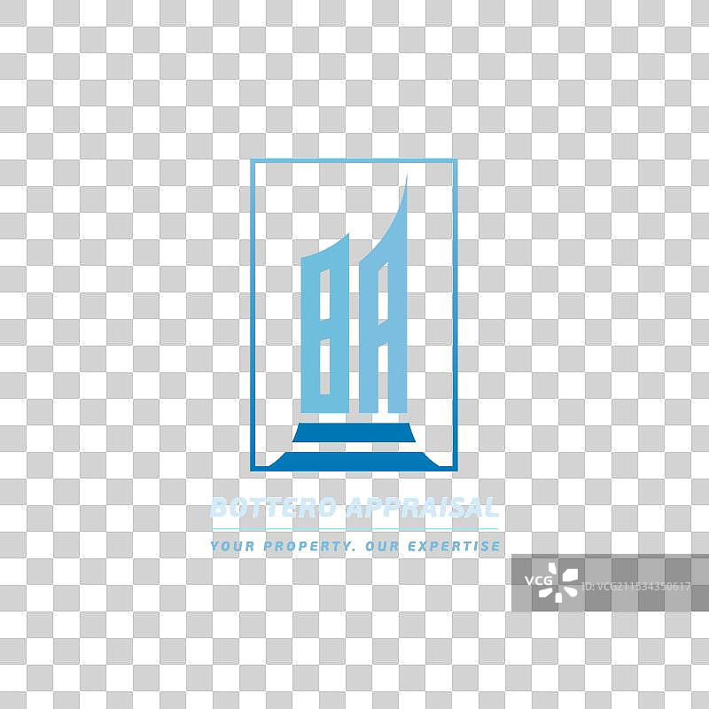 现代设计的蓝色字母B和A的标志图片素材