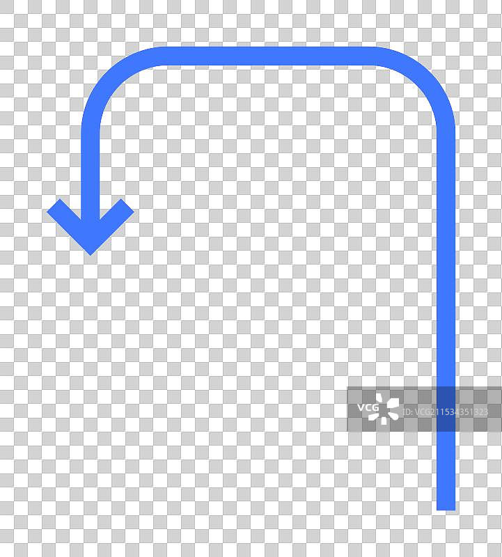 蓝色U形箭头向下指，象征着图片素材