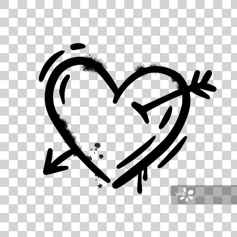 喷涂涂鸦心形与箭头纹理元素图片素材