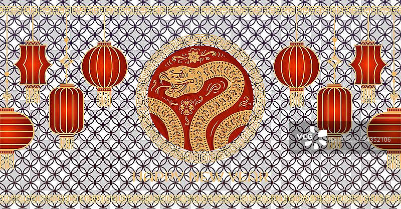 这个节日设计展示了一条生动的蛇和图片素材