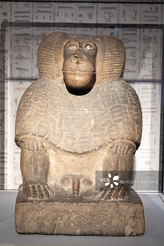 上海博物馆埃及文物展狒狒形图特像 砂岩新王国时期(公元前1550-前1069年) 埃及国家博物馆图片素材